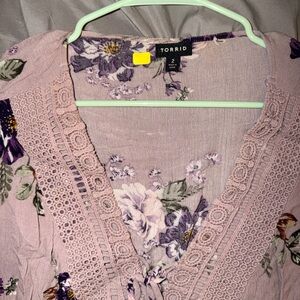 Torrid Lavender Floral Top with Lace